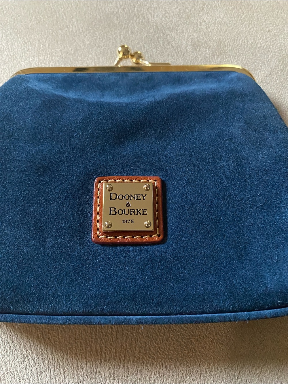 Dooney & Bourke Navy Blue Suede Kiss-Lock Wallet/Coin Purse - Picture 6 of 9